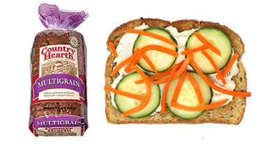 Cucumber Carrot and Veggie Cream Cheese on Country Hearth Multigrain
