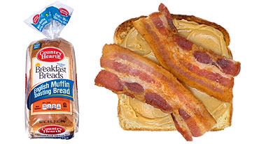 Peanut Butter Bacon on Country Hearth English Muffin Toasting Bread